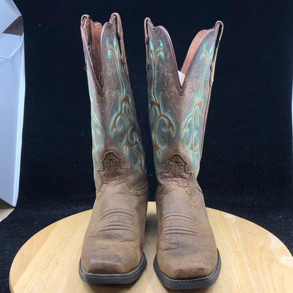Justin Classic Western Boots square toe London Calf Style 1409 Wmns Size 6 - Picture 3 of 11